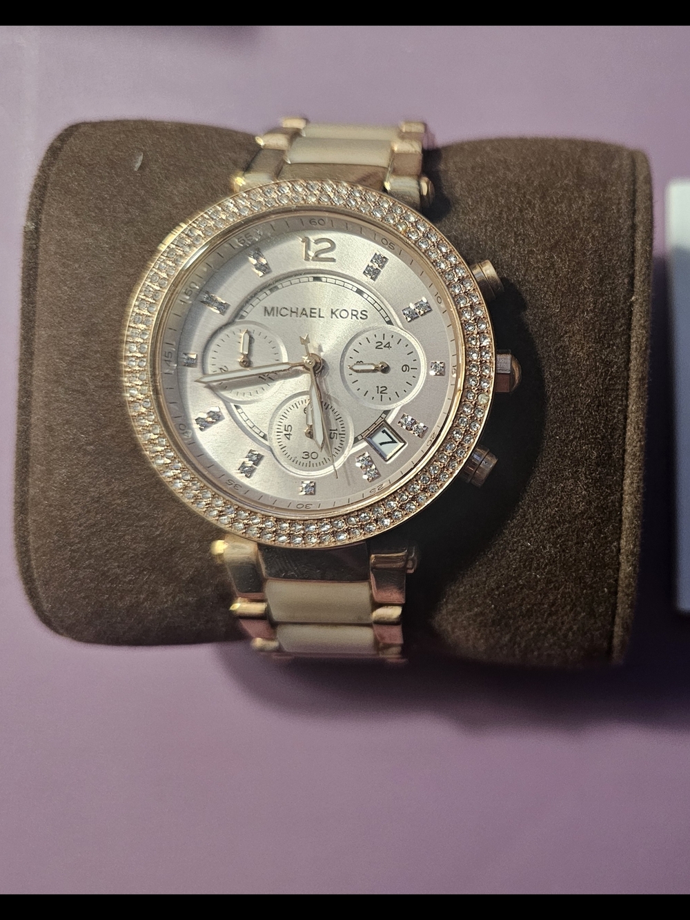 Michael Kors Rose Gold Crystal Chronograph Watch